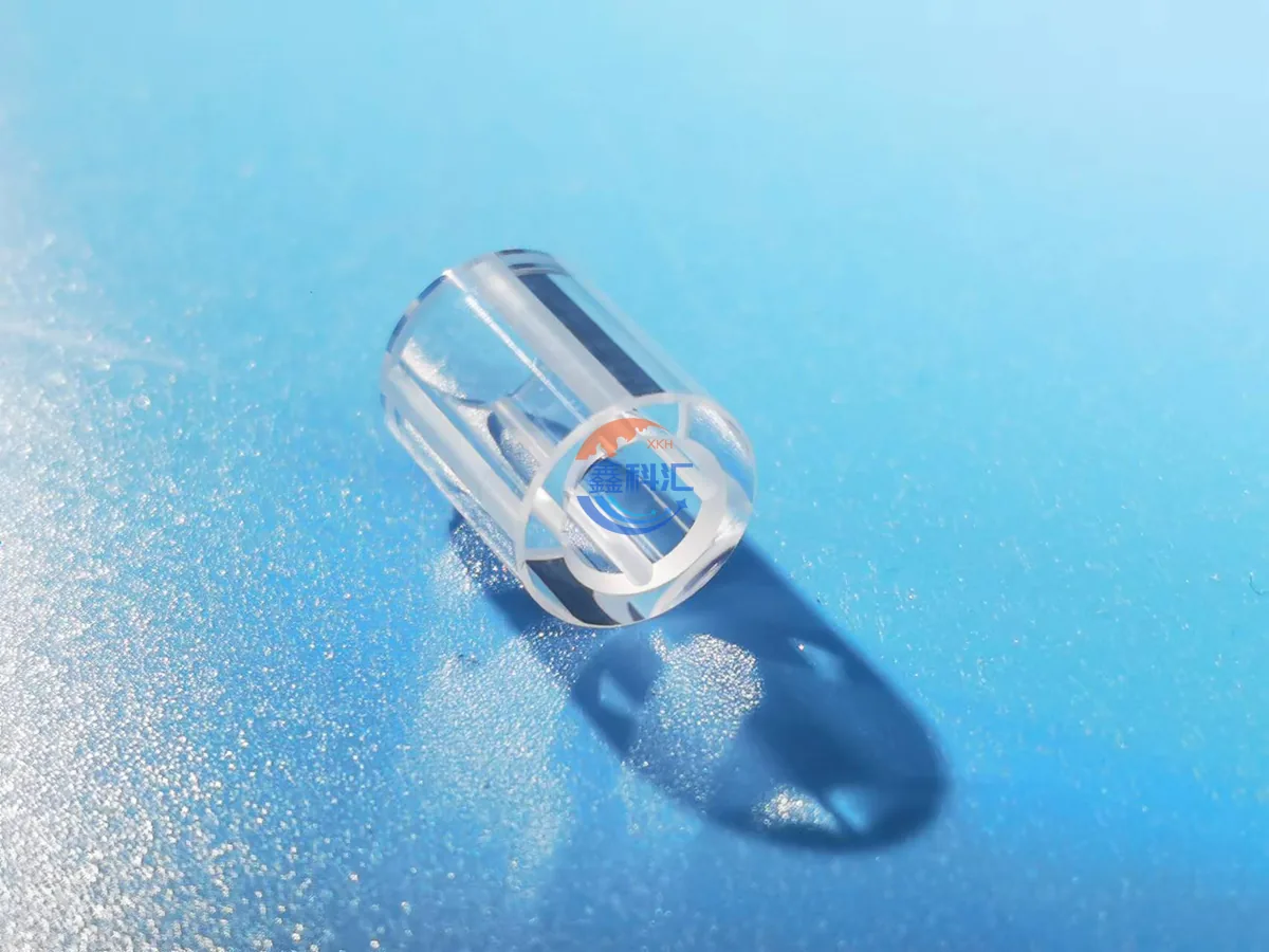 Small short sapphire tube showing the inner bore and transparent wall